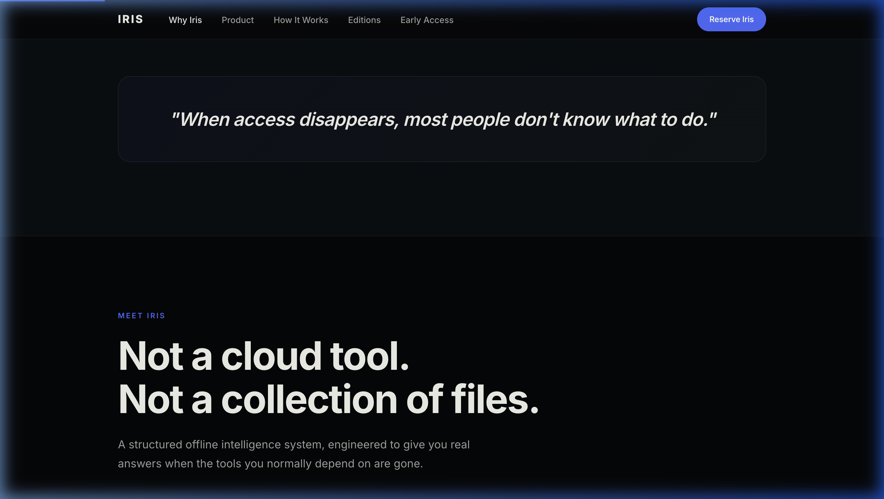IRIS layout and interface